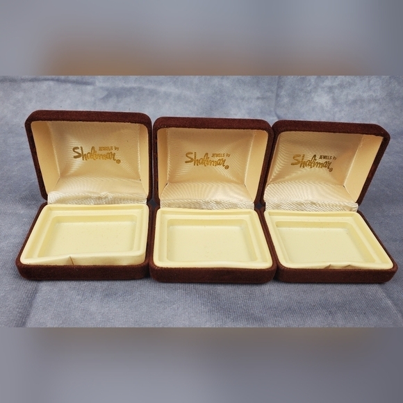 Shalimar empty brown peach velvet Jewelry boxes set of 3 - Picture 1 of 7